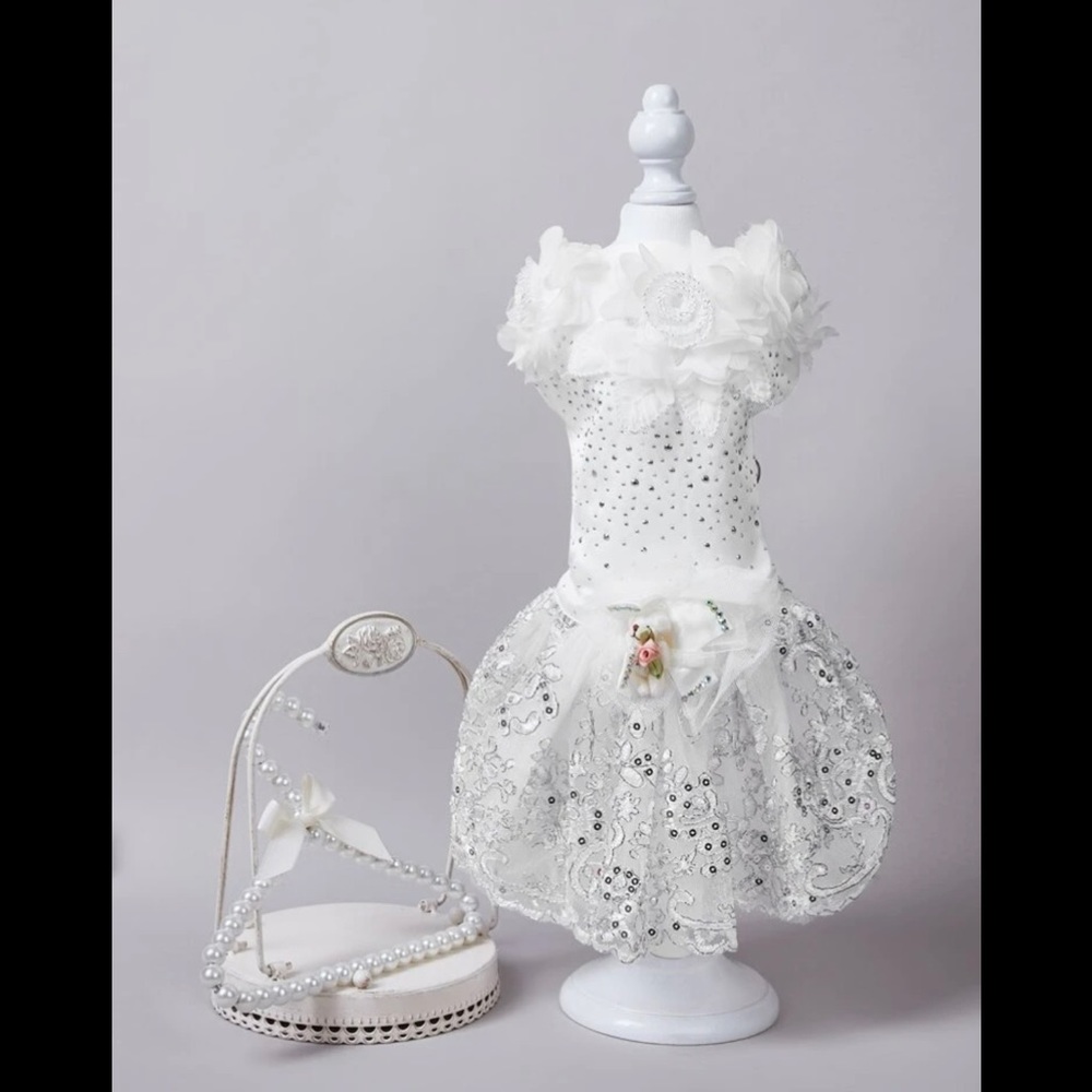 Petsun white lace doggy dress